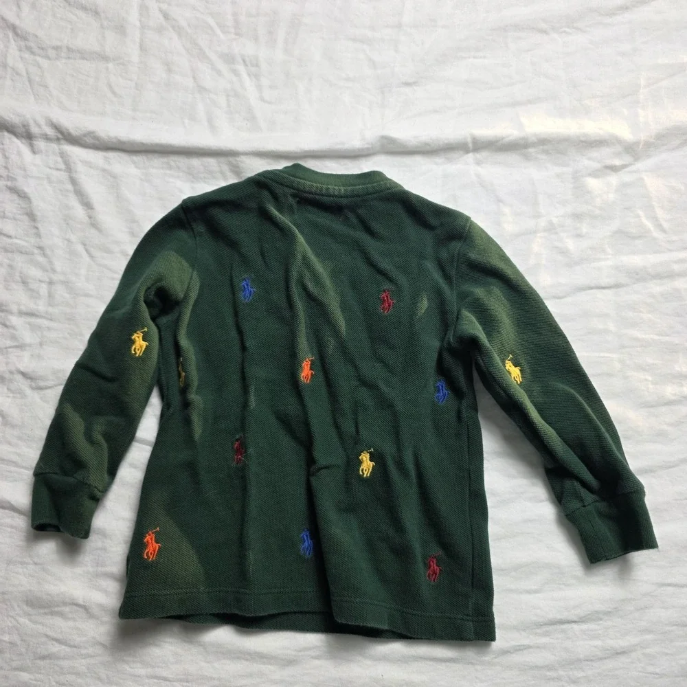 Ralph Lauren Toddler boy's shirt long sleeve green all over print 18 months